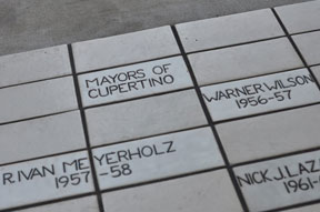 2013 Taste of History Cover Image, tiles commemorating Cupertino mayors at CHC 2013 Taste of History Cover Image, tiles commemorating Cupertino mayors at CHC