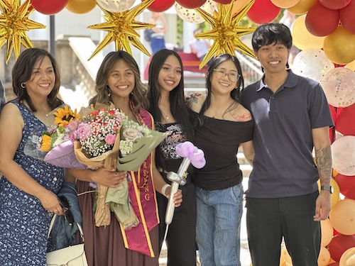 nursing student with family members